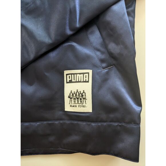 Puma x Black Fives Rens Harlem New York Satin Jacket XXL Navy Blue Gold NWT - Picture 7 of 8